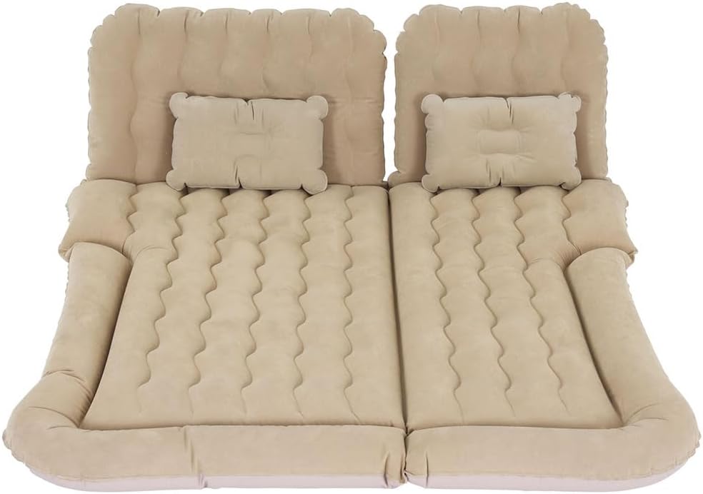 Weisshorn SUV Car Air Mattress, 175 x 130cm Inflatable Bed Folding Foldable Mattresses Back Seat, Portable Outdoor Camping Travel Chair with Carry Bag and 2 Pillows Beige