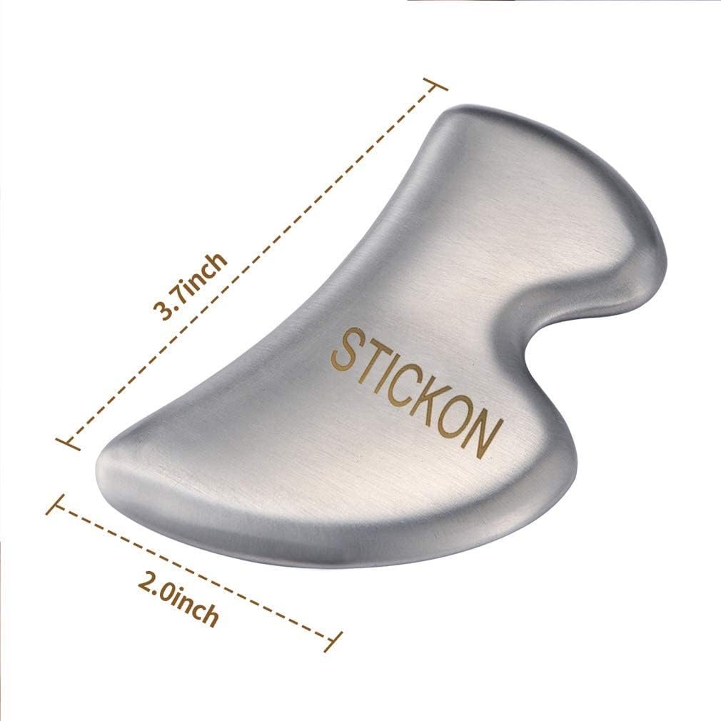 STICKON Medical Grade Stainless Steel Gua Sha Set 5pcs Scraping Massage Tool IASTM tools for Soft Tissue Therapy and Reduce Legs, Back, Arms,Neck,Shoulder Muscle Pain pitao08