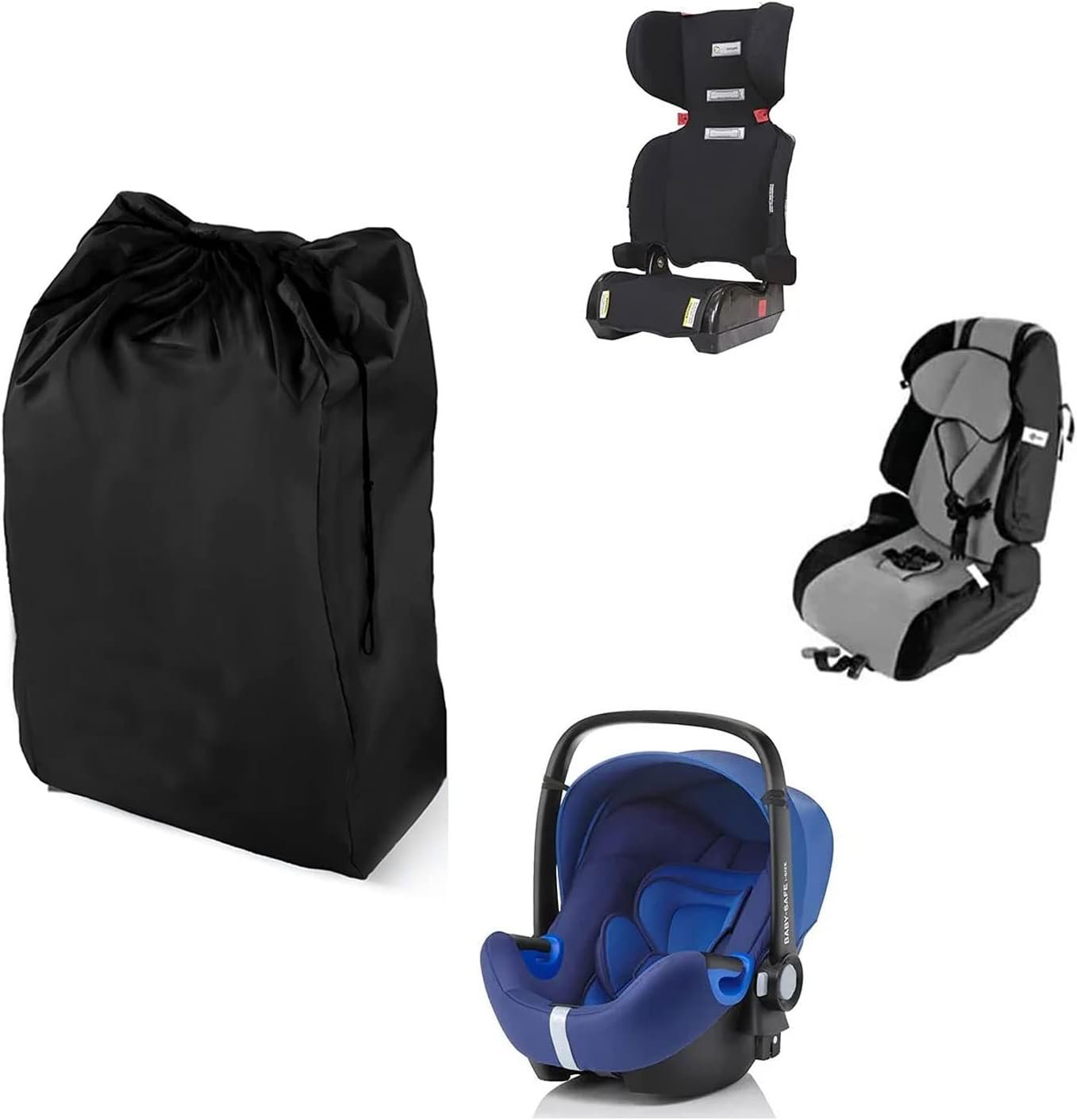Car Seat Travel Bag and Carrier for Gate Check Made with Water Resistant and Rip Resistant Fabric Fit for Airport, Airplane Gate Check, Car Trips with Self Organizer Case Pocket