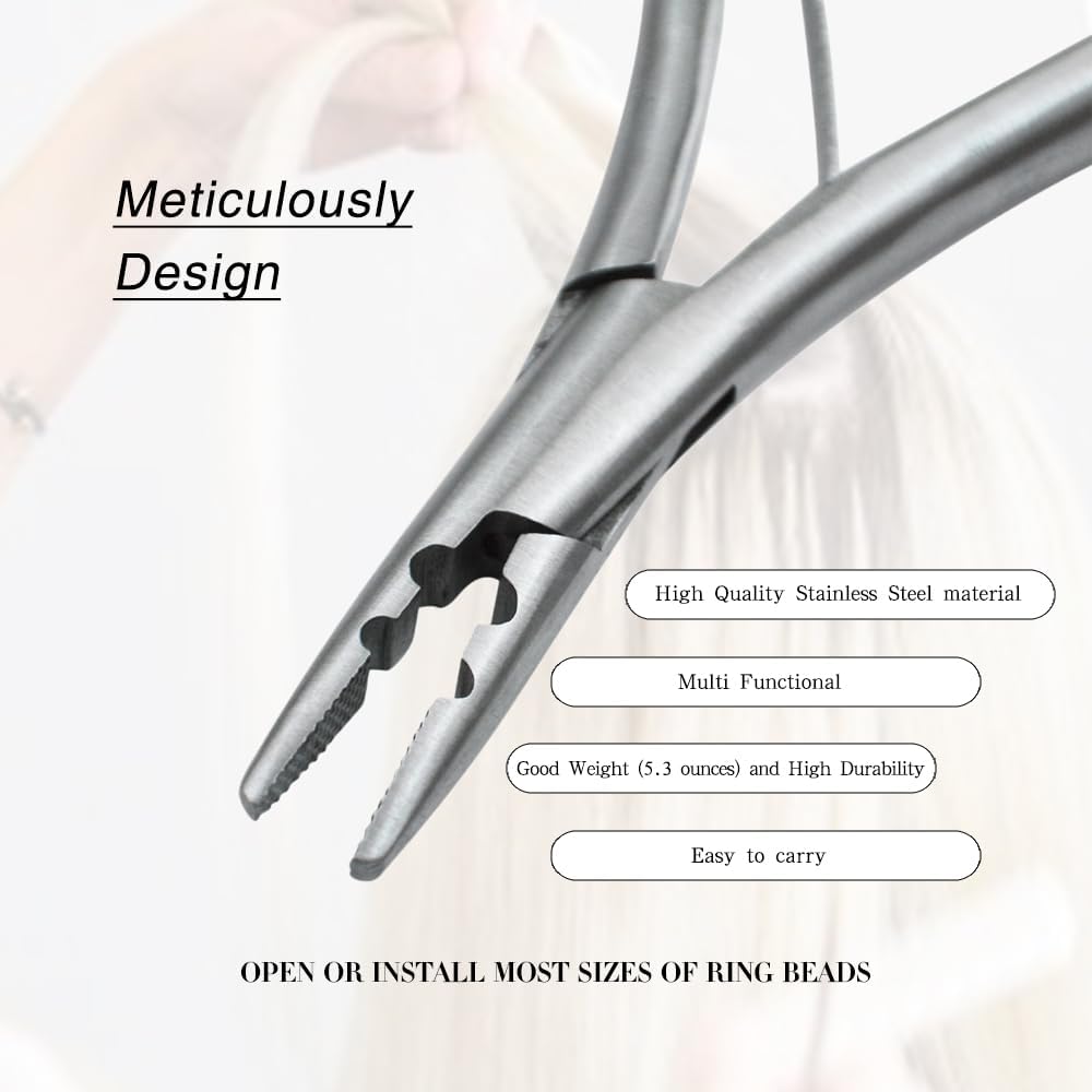 Stainless Steel Silver Hair Extension Pliers With 2 holes Multi Functional Hair Extension Tool For Hair Remove Micro Ring Loop