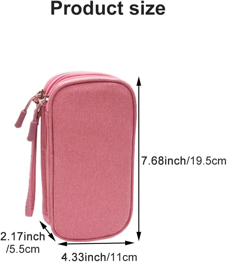 Travel Electronic Organizer Bag, 3 Compartments Portable Electronic Phone Accessories Storage Multifunctional Case for Cable, Cord, Charger, Hard Drive, Earphone(Pink)