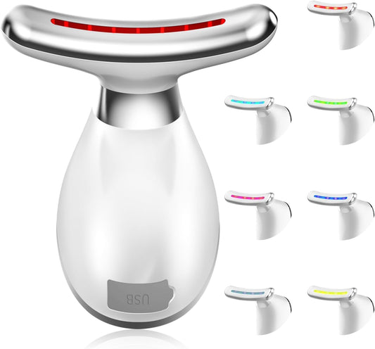 Face Massager, Neck Face Anti-Wrinkle 7 Colours Electric Face Massager 3 Modes Face Lifting Device, 45°C EMS Device Face in Vibration Mode, for Skin Care, Firming and Improvement
