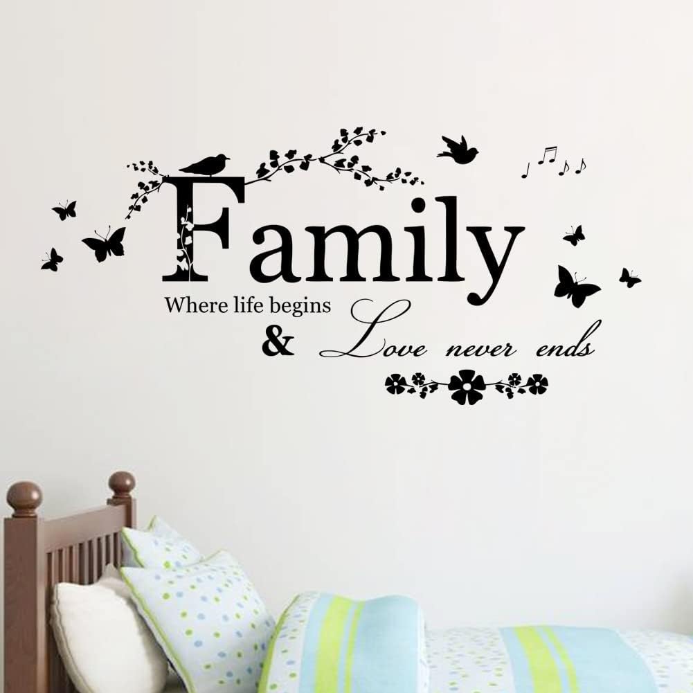 Blinggo Family Letter Quote Removable Vinyl Decal Art Mural Home Decor Wall Stickers