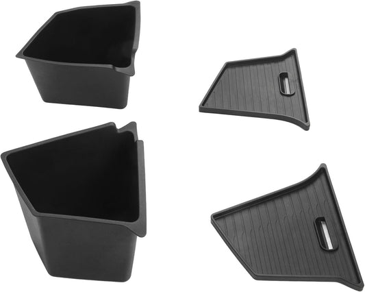 2 Pack Car Rear Trunk Organizer Storage Box for Tesla Model Y 2020~2023 Storage Bin with Lids TPE Waterproof Dustproof Odorless Storage Box Protector for Tesla Trunk Interior Accessories