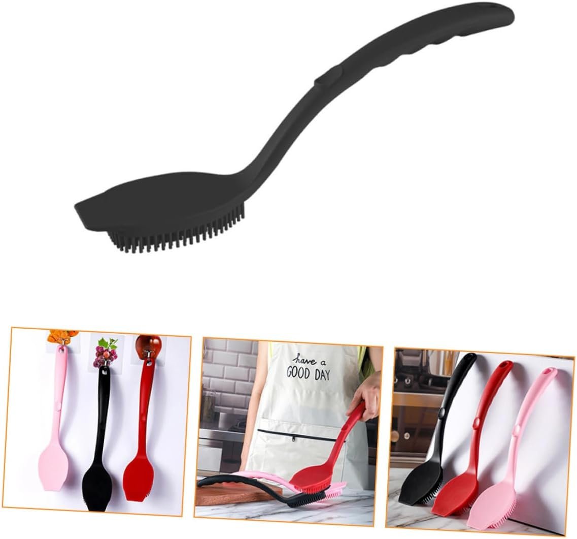HEATSHAKING Long Handle Kitchen Cleaning Brush Durable Pot Scrubber for Heavy Duty Dish Washing Comfortable