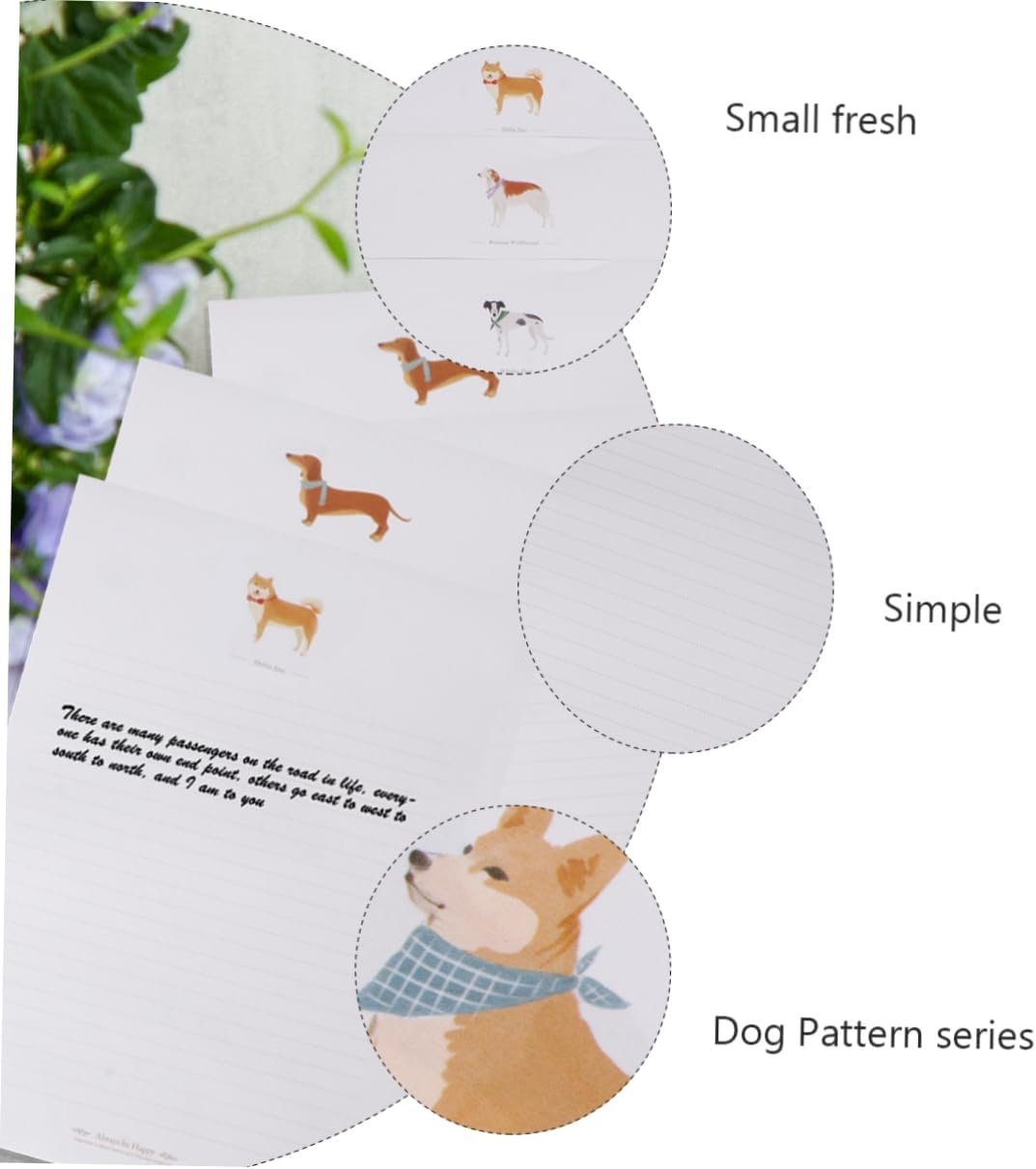 GRADENEVE 80pcs Roll Writing Paper Dog Patterns Kraft Paper Letter Stationery for Letters Notes Art Craft