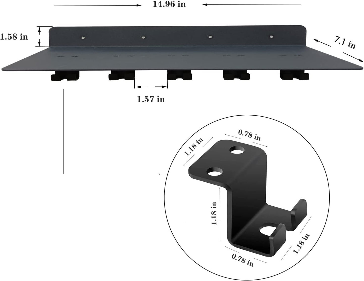 VOHYOV Fit for Tonal Accessory Floating Shelves Black Tonal Accessory Shelf Organize Tonal Home Gym Accessories Workout Equipment Storage Rack Metal Hanging Wall T Lock Shelf