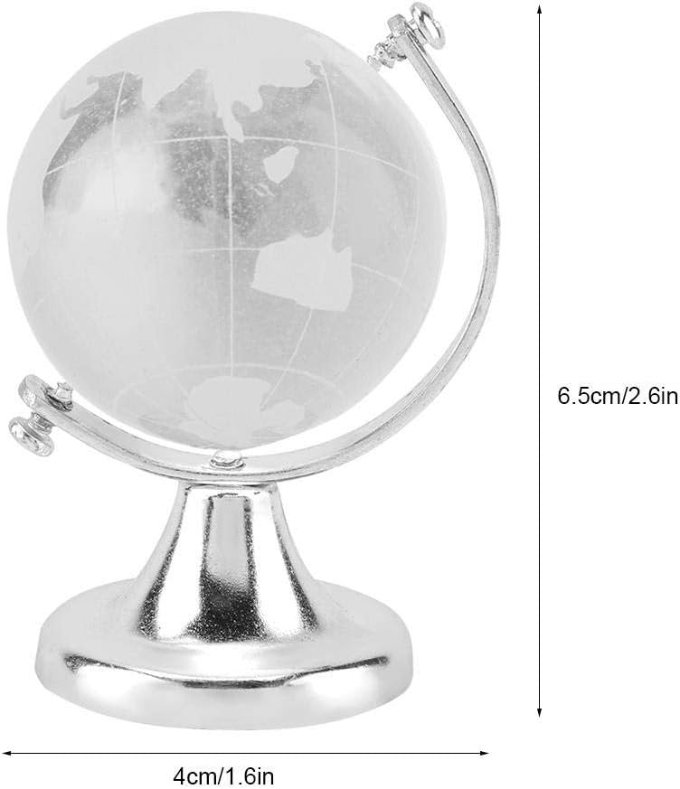 Aigend Home Decor - Round Earth Globe World Map Crystal Ball Ball Decoration for Home Office Gift (Silver)