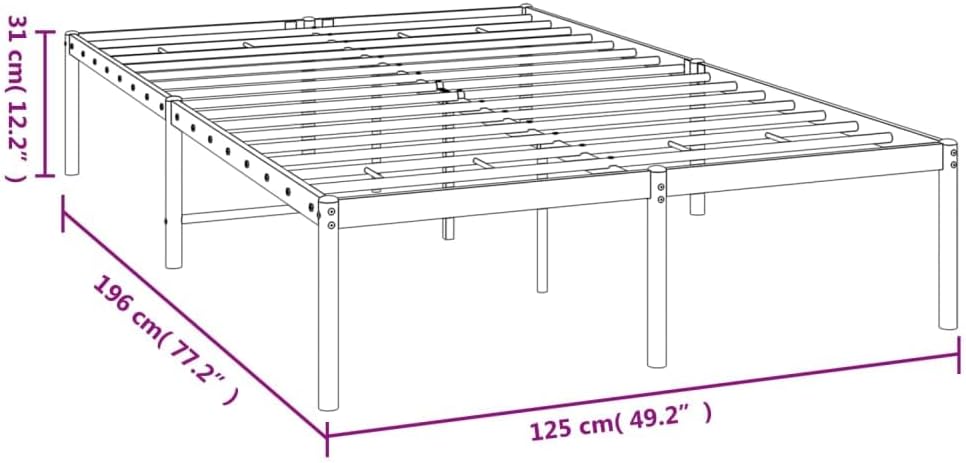 TALCUS Small Double Bed Metal Furniture Set 120 x 190 cm Black