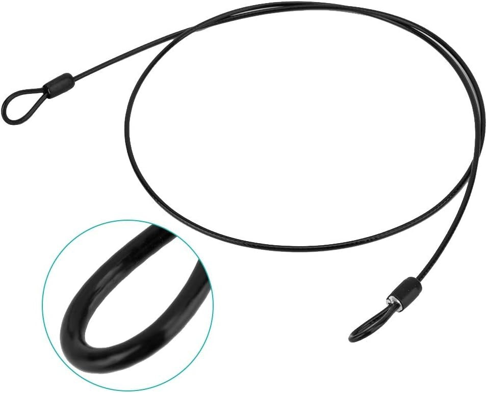 Outdoor Travel Security Cable Lock, 100CM/3.3ft 2mm Internal Steel Wire + External Plastic Bike Scooter Lock, Braided Steel Coated Safety Cable Luggage Lock,Safety Cable Wire Rope (Black)