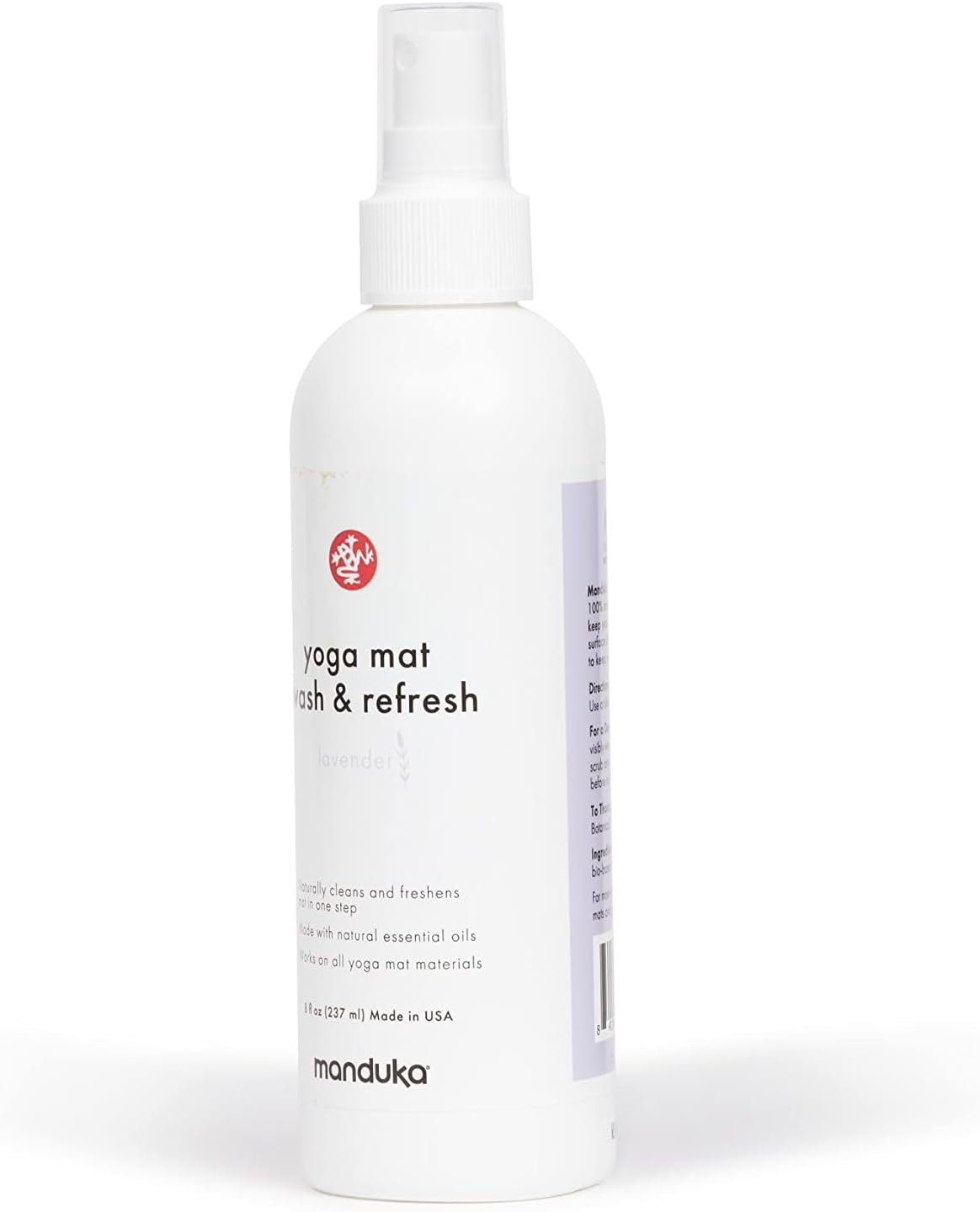 Manduka Yoga Mat Wash and Refresh – 100% Natural Essential Oil Yoga Mat Cleaning Spray, Fitness Equipment and Gym Accessories Cleaner, Non-irritating, Pet Friendly | Lavender Scent, 4 oz