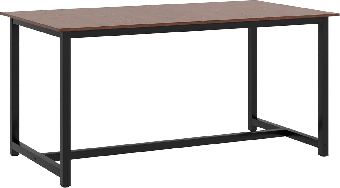 HOMCOM Extendable Dining Table for 4-6, Industrial Folding Kitchen Table with Steel Frame, 63"-79" Adjustable Tabletop, Brown Wood Grain