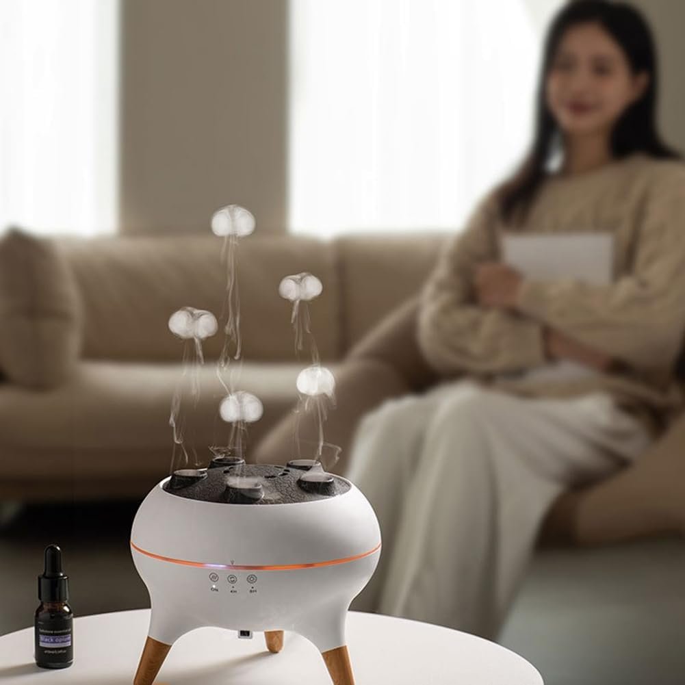 ALGONETO 5- Ports Jellyfish Air Humidifier Desktop Aroma Diffuser Aroma Essential Oil Diffuser US Plug