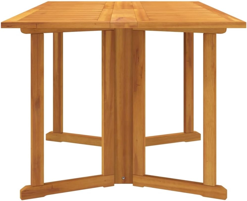 vidaXL Solid Teak Wood Folding Butterfly Garden Table - Versatile Outdoor Dining Furniture with Sturdy Tabletop and Foldable Design for Space Saving