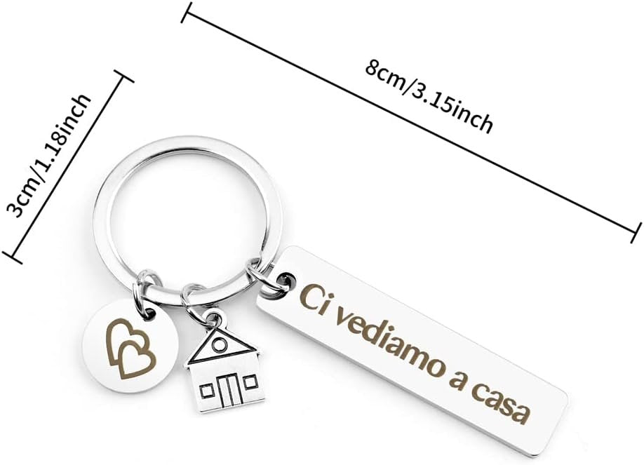 QONCV New Home Gifts Original Keychain Gift for New House Opening for Wife Husband Ideas, silver