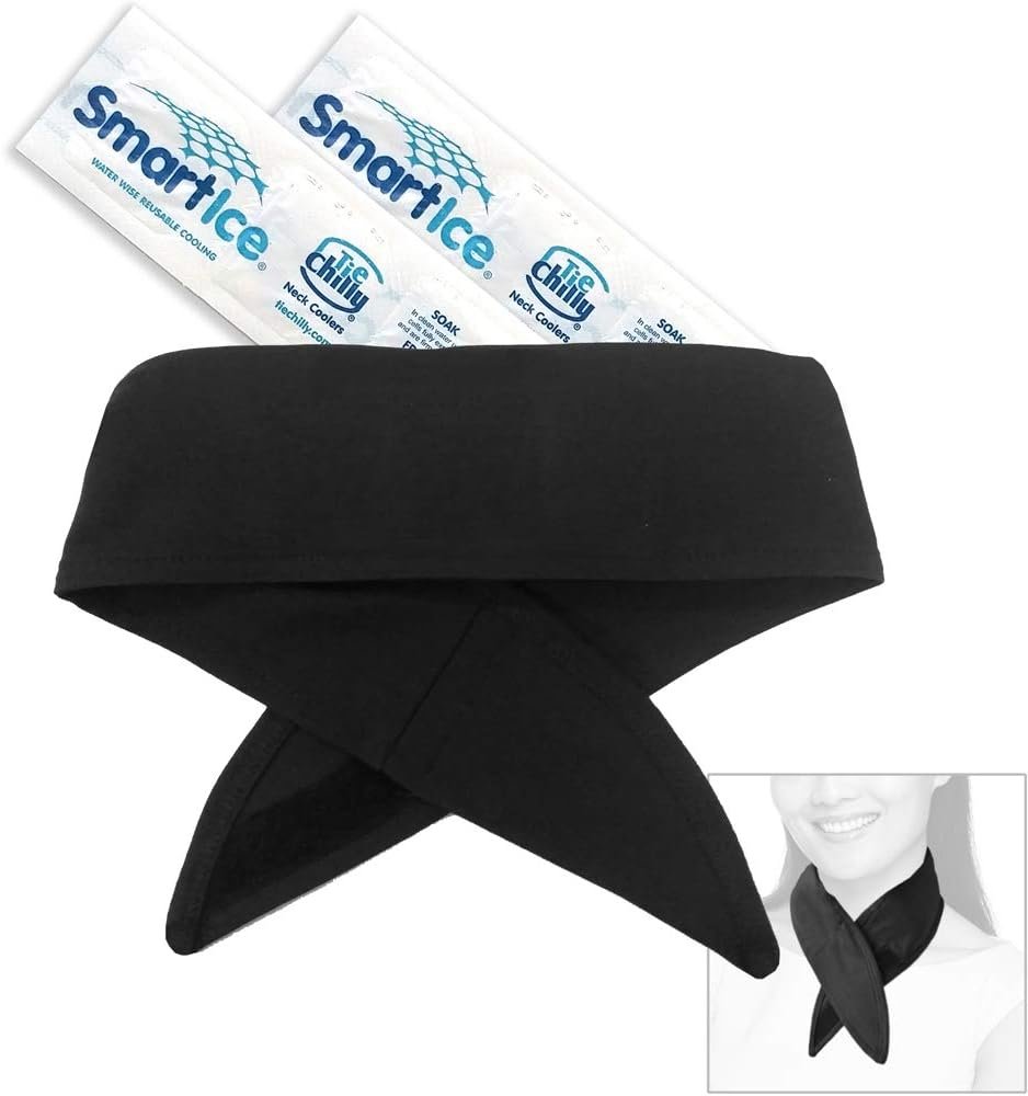Tie Chilly® Ice Cool Neck Cooler Bandana, with 2 Smartice® Cooling Strips, enabling prolonged cool comfort at home, work or play.