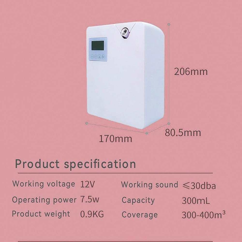 Smart Scent Air Machine, Wall-Mounted Air Scent Diffuser, 300ML Oil Waterless Condensation Nebulization, Bluetooth WiFi Aromatherapy Diffuser App Control with Timer, for Home, Office, Hotel (Color :