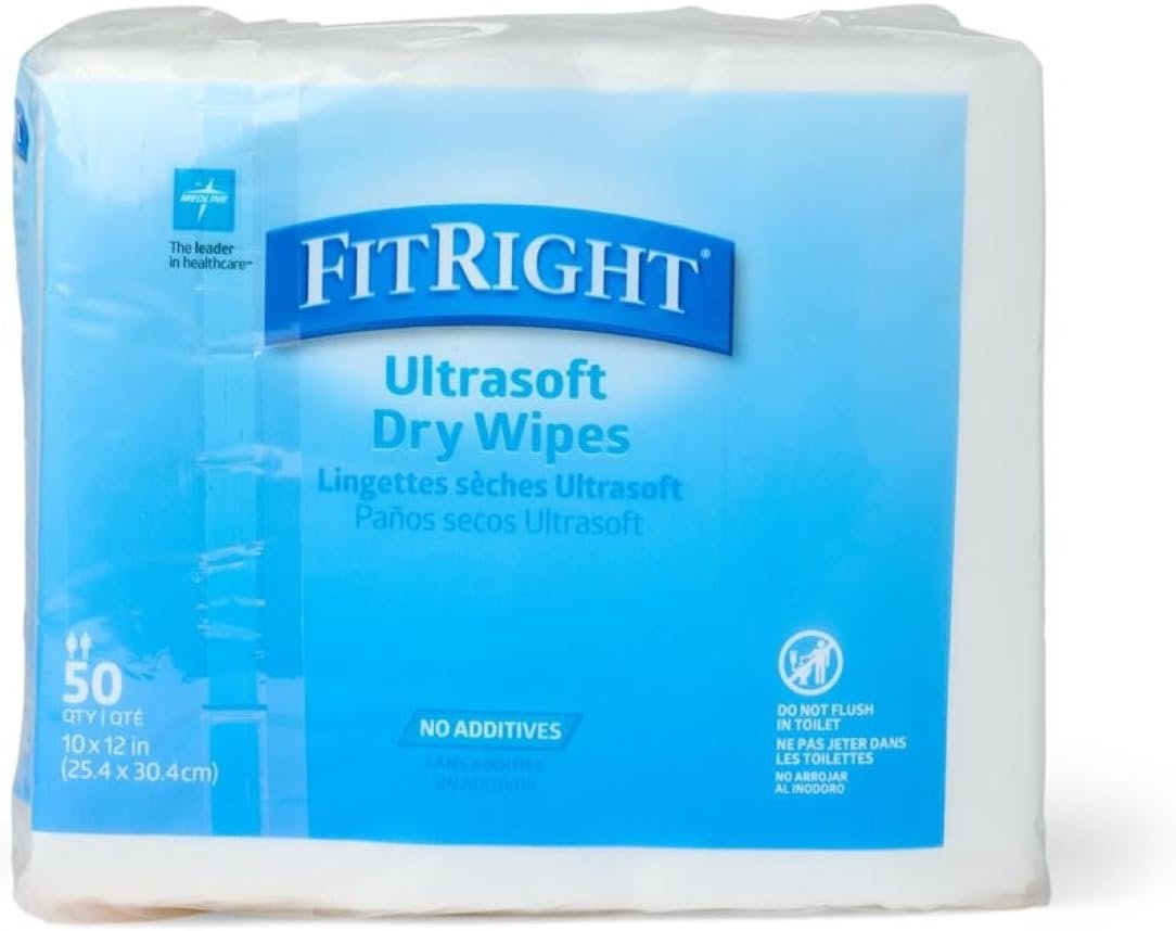 Medline Disposable Dry Cleansing Cloth Wipe, 500 Count, Wipe Size 10 x 13 inches, Dry cloth for baby wipes and incontinence care
