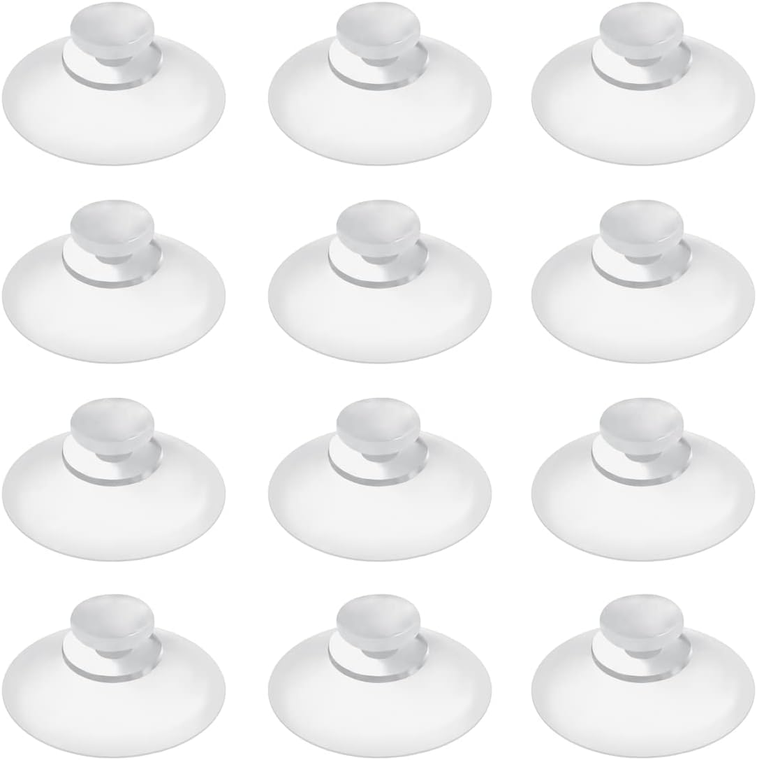 12 Pieces 0.8 inch Mini Clear Suction Cups for Glass, Without Hooks Without Holes, Plastic Sucker Pads for Festival Decoration Home Organization Window Car
