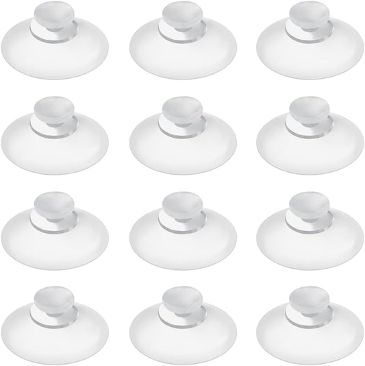 12 Pieces 0.8 inch Mini Clear Suction Cups for Glass, Without Hooks Without Holes, Plastic Sucker Pads for Festival Decoration Home Organization Window Car