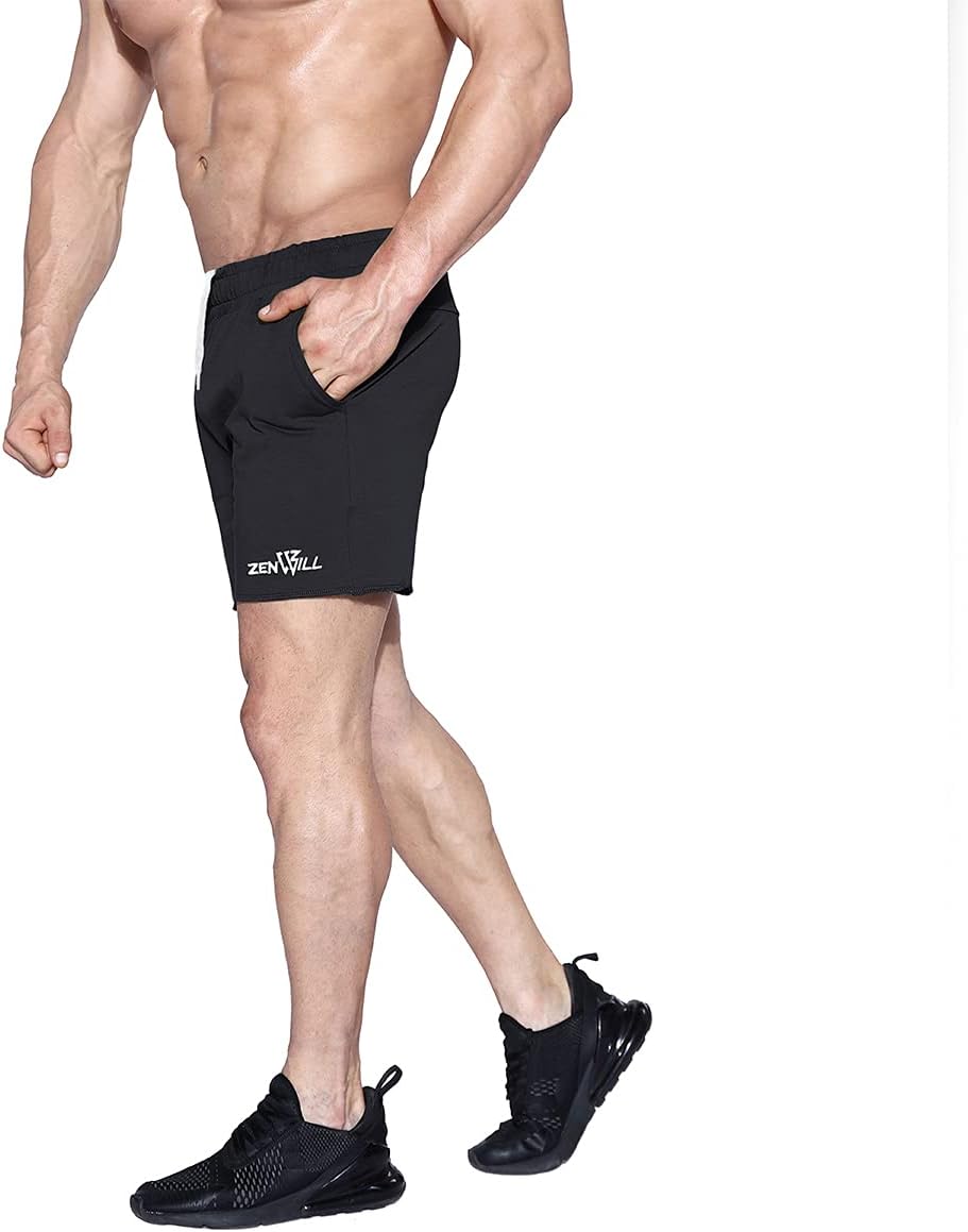 ZENWILL Mens Workout Sport Shorts Gym Athletic Short for Men with Towel Belt