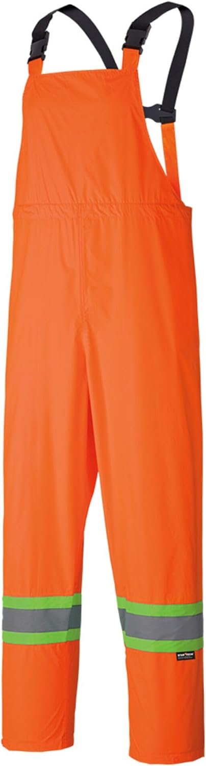 Pioneer Hi Vis Waterproof Lightweight Rainsuit - Work Safety Hooded Jacket and Bib Pants - Adjustable Pant Length - Hi Vis Orange