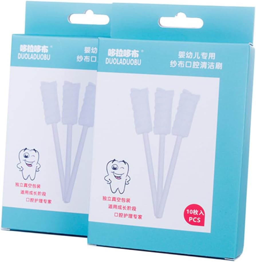 SOPOTUTU 10pcs Gauze Oral Care Cleaning Brushes for Soft Absorbent Safe Mouth Hygiene Tool for Boys White