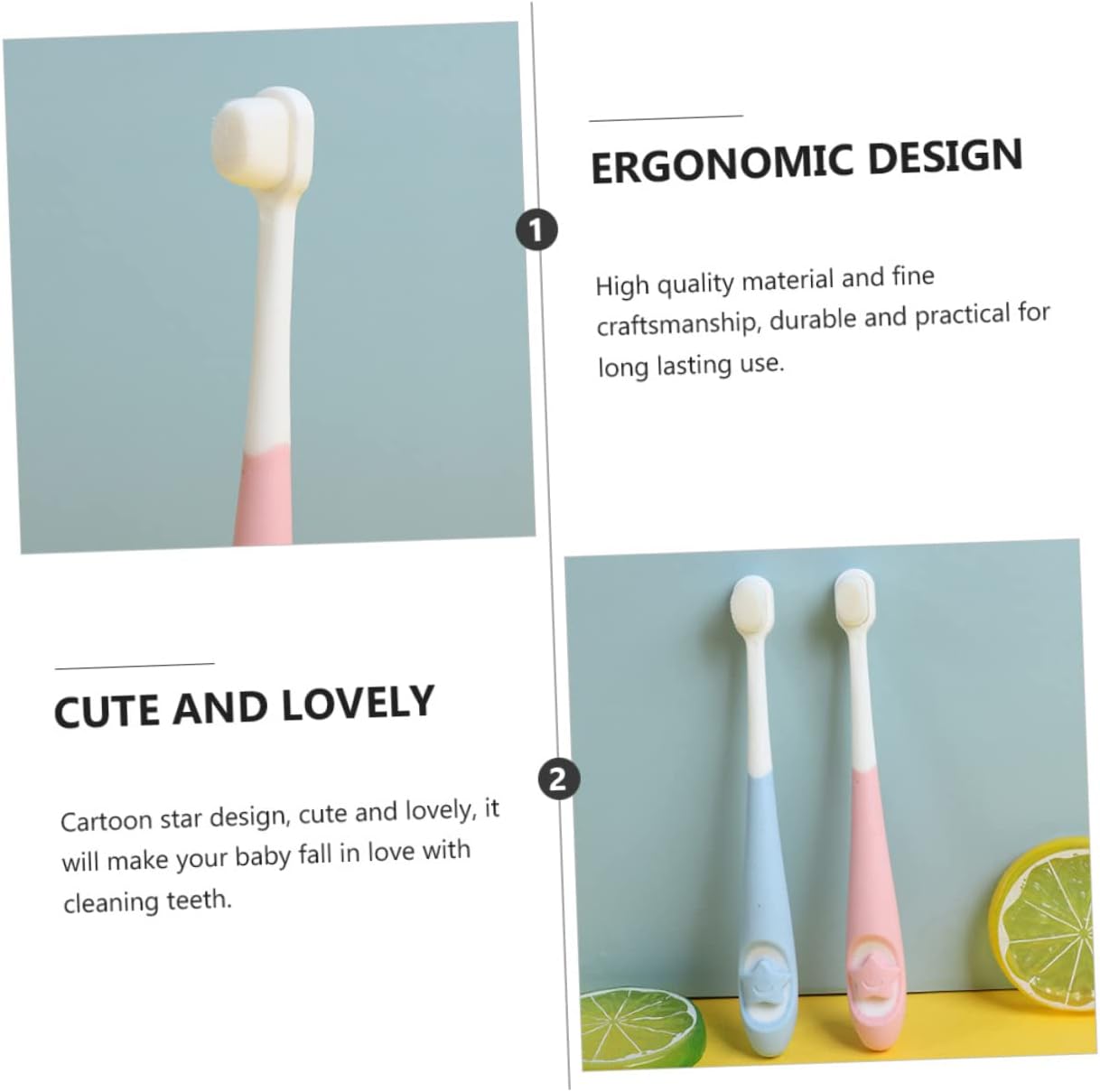 WOFASHPURET 2Pcs Bristle Toothbrush Soft Oral Care Brush for Ages Ergonomic Design with Cartoon for Newborns