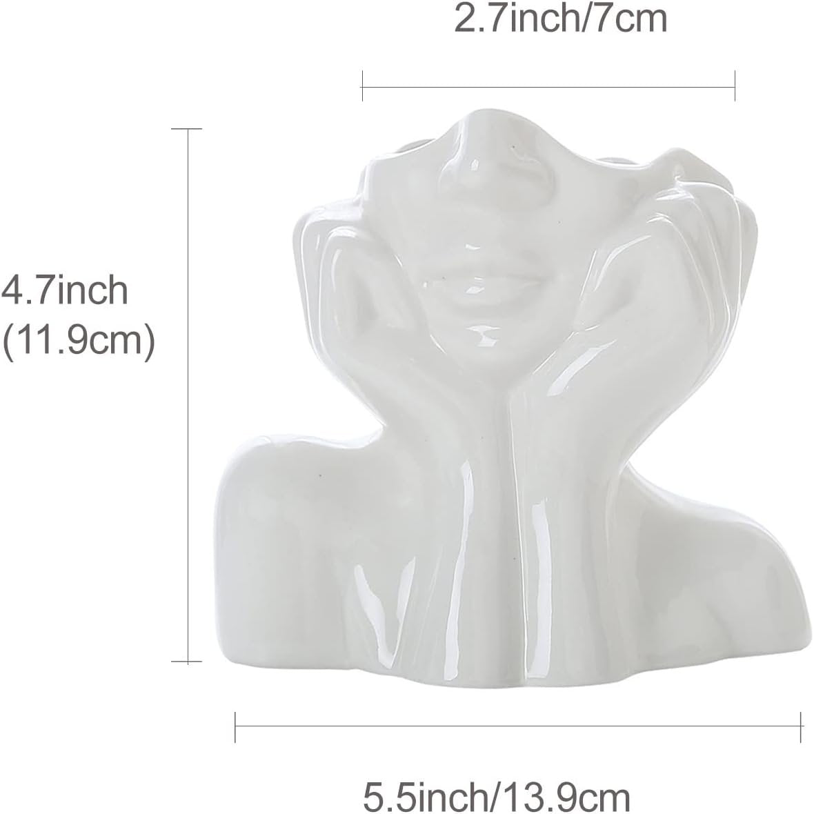 CEMABT Ceramic Woman Body Face Vase, Small Decorative Unique Modern Minimalism Nordic Flower Vase for Living Room Table Decoration, Small White Head Vase and Body Vase Female Form.(Style-C)