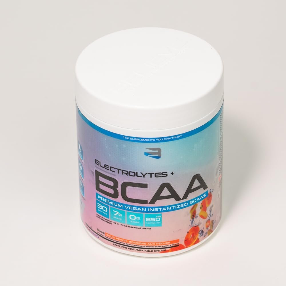 Believe Supplements Electrolytes+BCAA: Optimize Hydration and Muscle Recovery with Branched-Chain Amino Acids and Essential Electrolytes - Enhance Performance and Replenish Vital Nutrients Today! (Sour Peach)