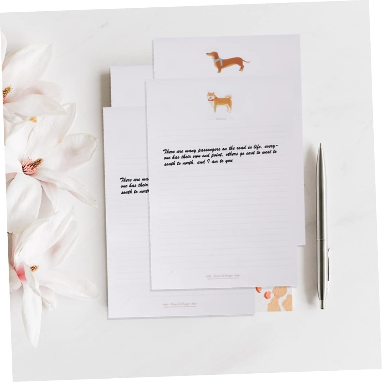 GRADENEVE 80pcs Roll Writing Paper Dog Patterns Kraft Paper Letter Stationery for Letters Notes Art Craft