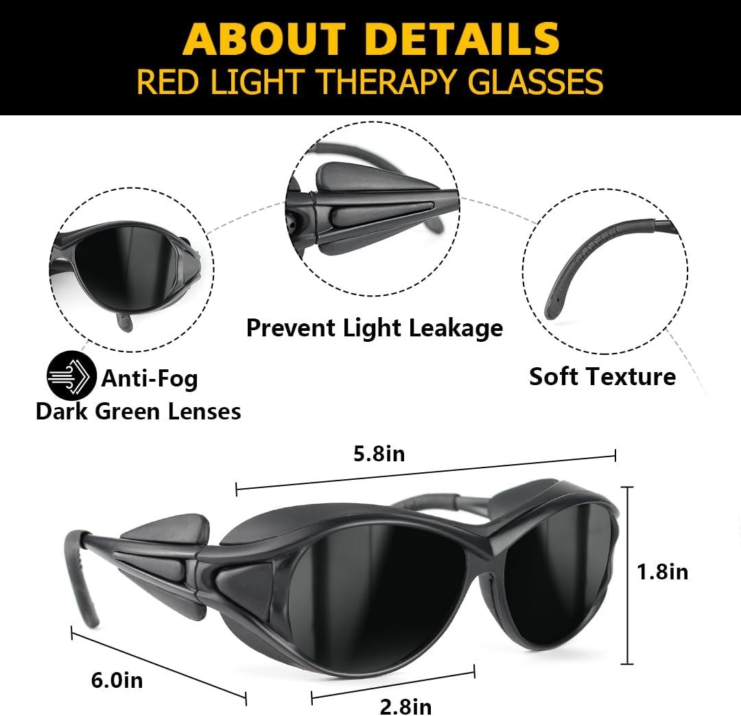 ULTREMA Red Light Therapy Glasses, Eyes Protection for Tanning Goggles, Laser Safety Glasses IPL 200-2000nm, Eye Protection for Red Light Therapy and Laser Hair Removal
