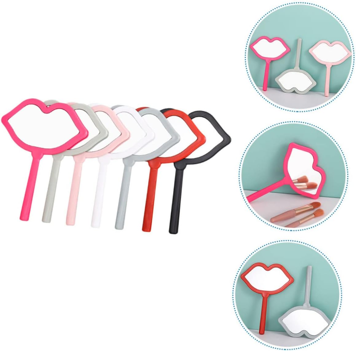 DEARMAMY 7Pezzi Portatile Specchietti Compatti Multi Per Viaggio Design Irregolare Per Labbra Accessorio Per Make Up Colori Misti