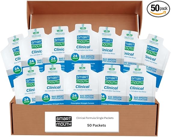 SmartMouth Clinical DDS Activated Mouthwash, Bad Breath and Bleeding Gums Support, 16 fl oz (50 Count)