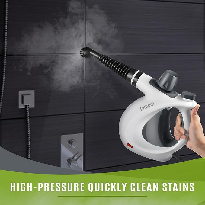 Pressurized Handheld Multi-Surface Natural Steam Cleaner with 12 pcs Accessories, Multi-Purpose Steamer for Home Use, Steamer for Cleaning Floor, Upholstery, Grout and Car
