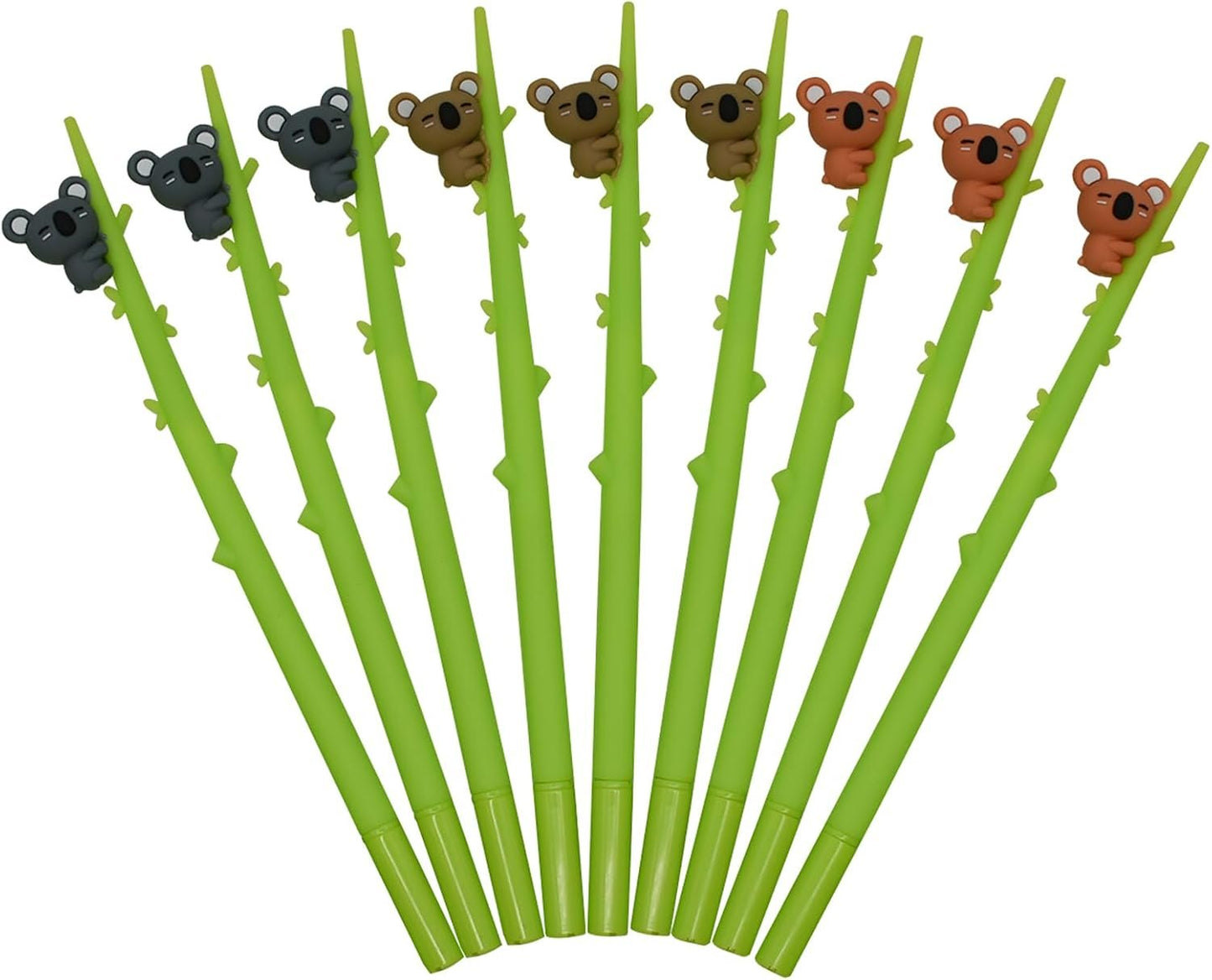 Maydahui 9PCS Tree Climbing Koala Rollerball Pen Cute Cartoon Animal Pens Soft Silicone Black Ink for Party Office School Stationery Supplies