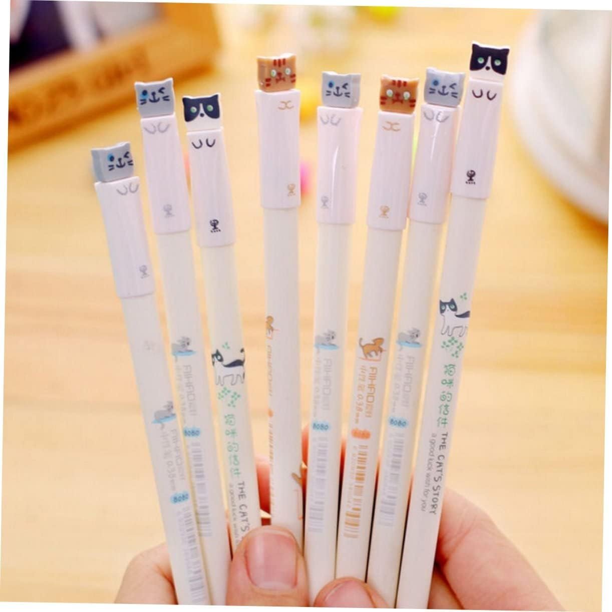 STOBOK Cute Cat Gel Pens 0.38mm Black Ink Japanese Stationery for Office School