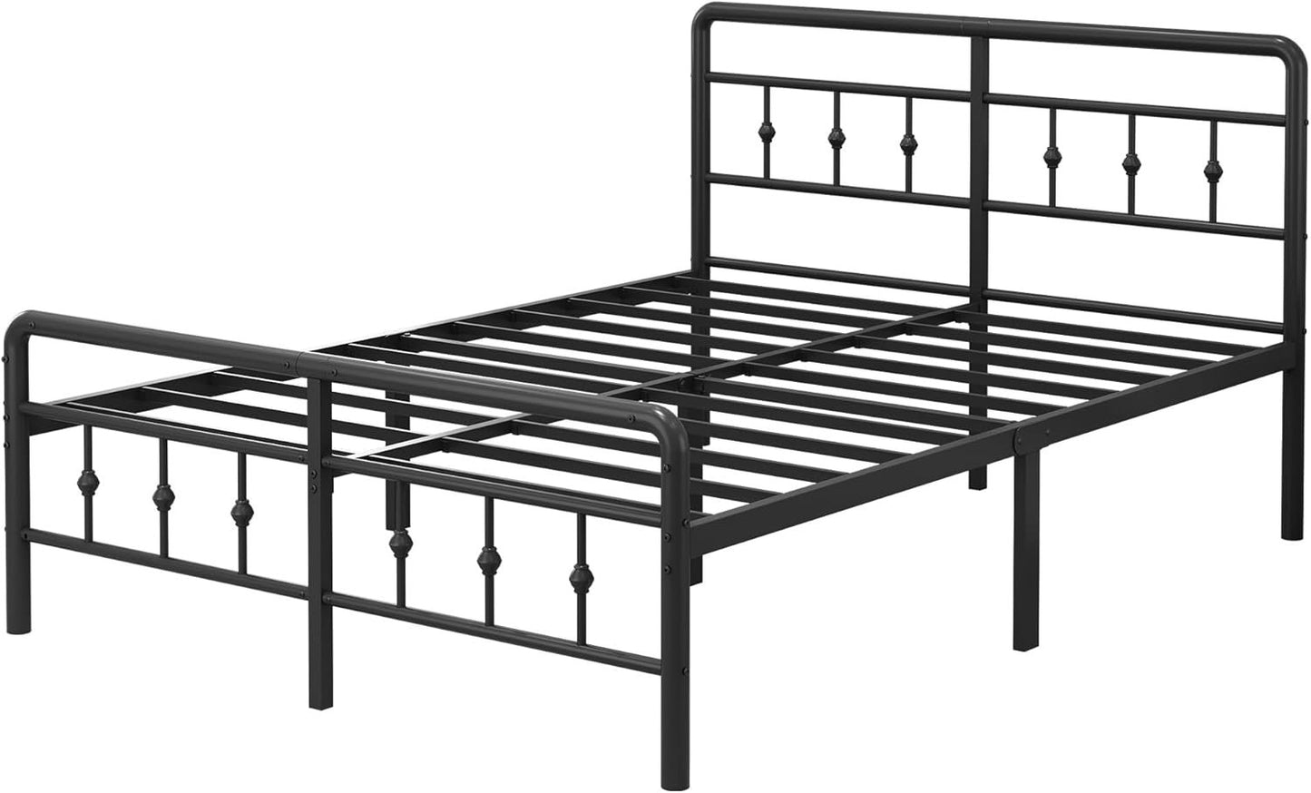 EMODA 14 Inch Full Size Bed Frame with Headboard and Footboard, Heavy Duty Metal Full Bed Foundation, No Box Spring Needed, Easy Assembly