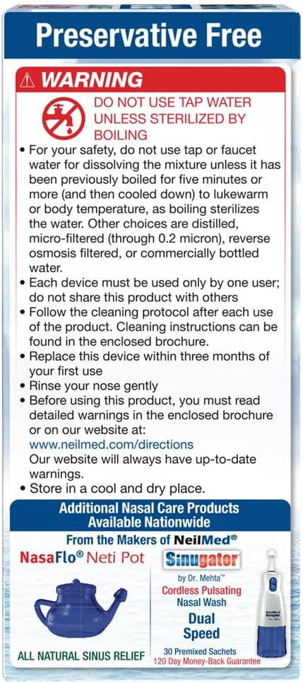NeilMed Sinus Rinse All Natural Relief Premixed Refill Packets 100 Count (Pack of 1)