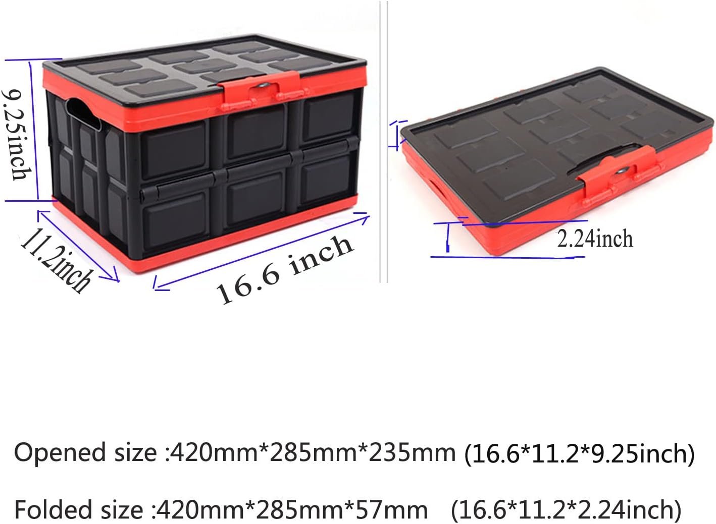 Plastic Collapsible Cargo Storage Box Water Resistant Weathertight Storage Organizer Box Secure Snap-On Lid Plastic Car Trunk Organizer Collapsible Storage Box 30L Black (1)