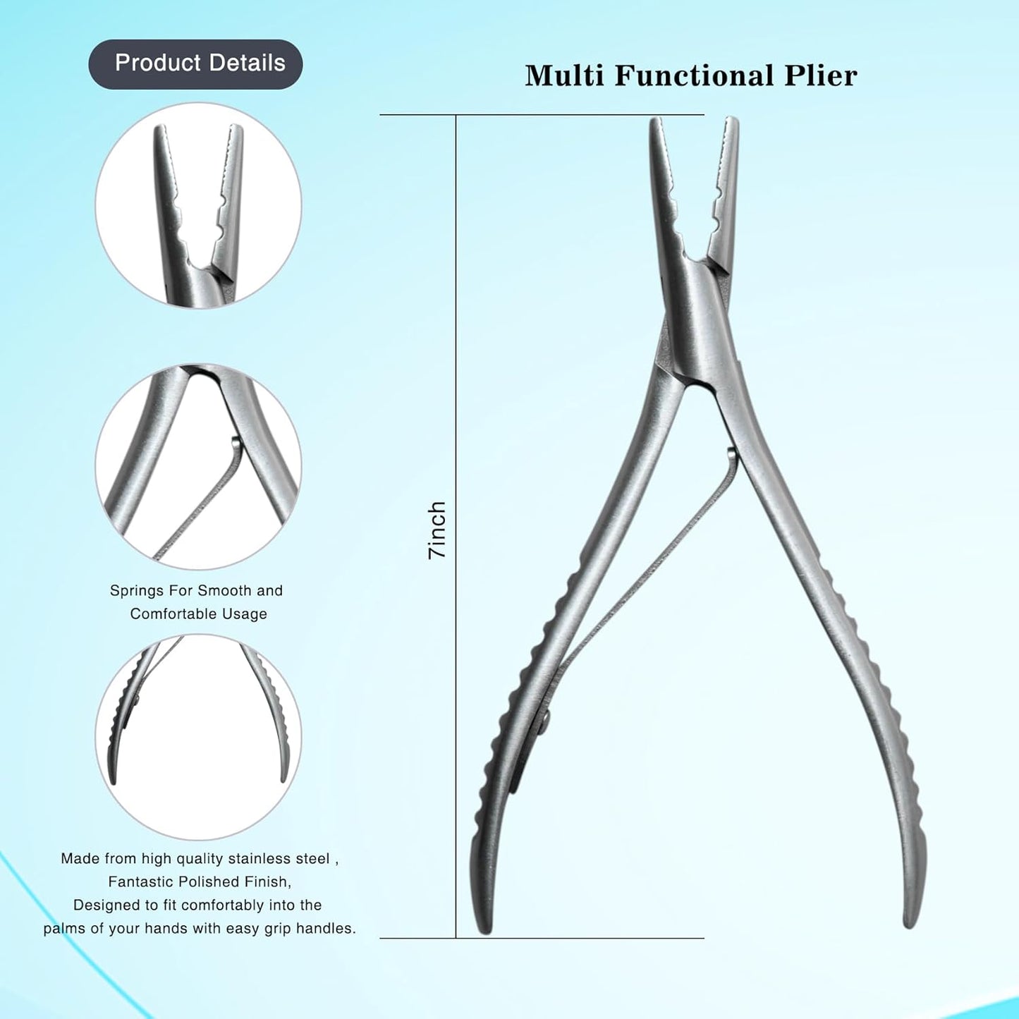 Stainless Steel Silver Hair Extension Pliers With 2 holes Multi Functional Hair Extension Tool For Hair Remove Micro Ring Loop