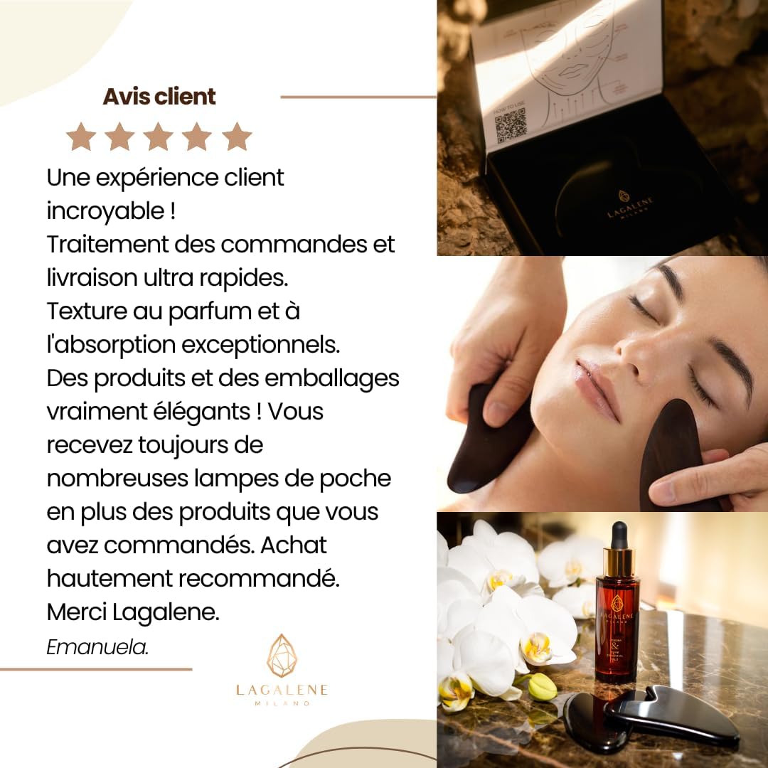 Lagalene Milano Obsidian Stone for Facial Massage, Anti-Aging, Smoothing, Regenerating, Draining, Relaxing and Wellness on Psyche