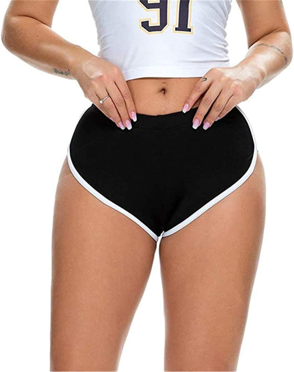 ZHER-LU Women's Mini Sport Shorts, Comfortable Elasticity Slip Shorts,Running Sports Yoga Cycling Shorts, Workout Gym Tummy Pants Leggings