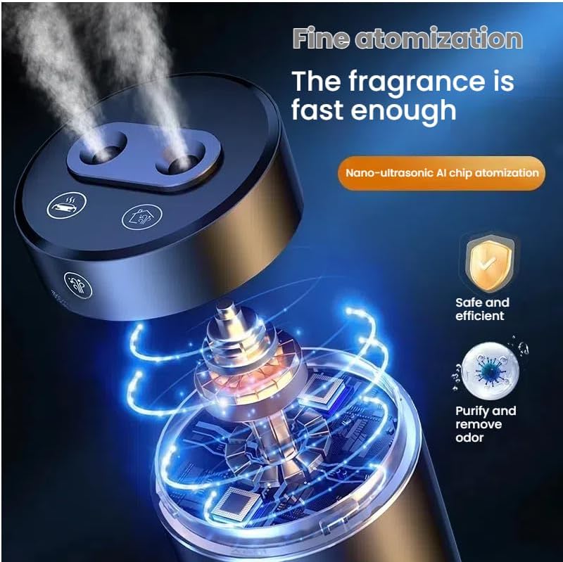 Mini Aromatherapy Essential Oil Diffuser, Car Smart Dual Nozzle Humidifier Aromatherapy Diffuser, Free Three Bottles of Essential Oils and Cotton Swabs (Burgundy)