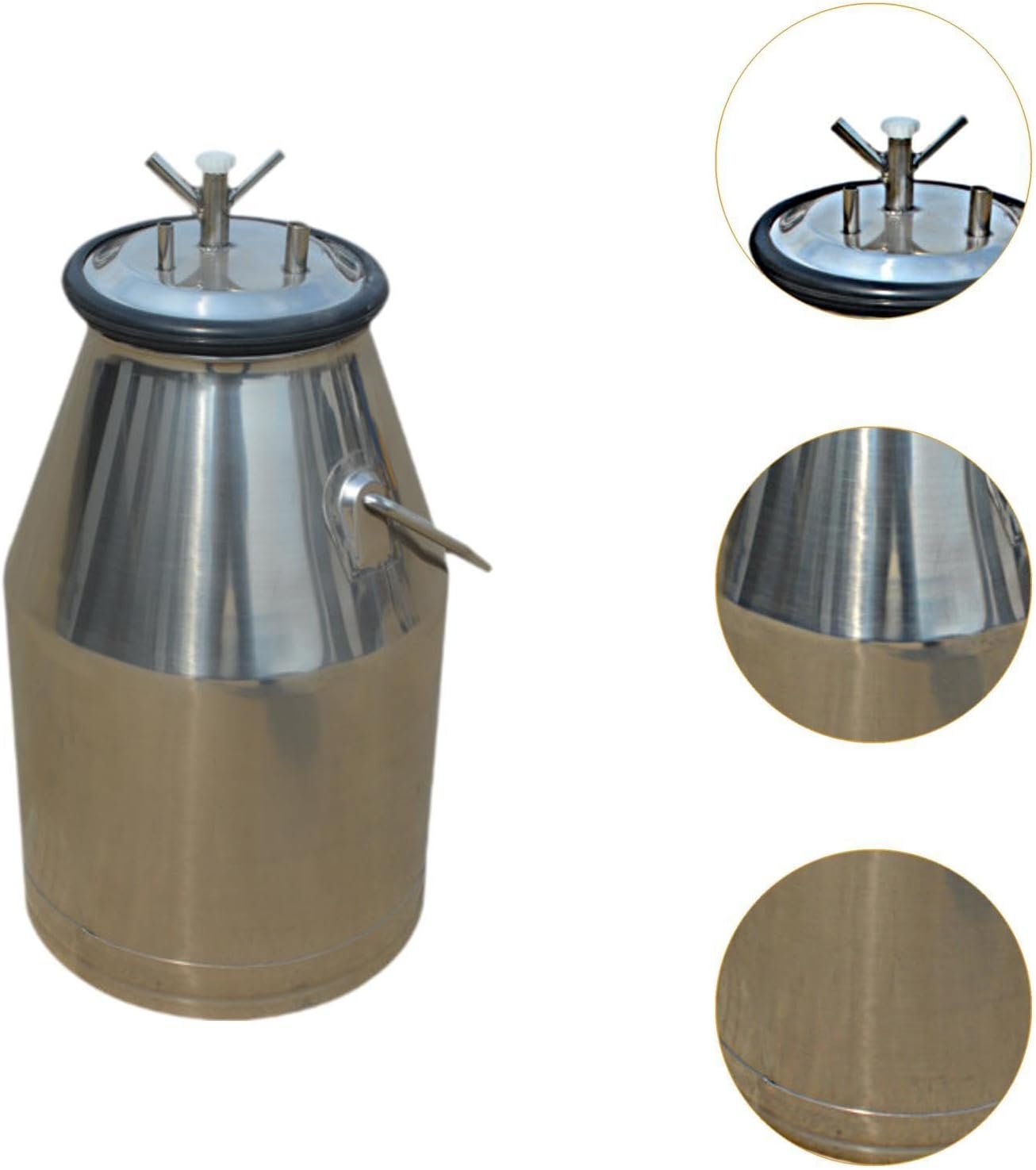 KiBcsLic Milking Machine Bucket Milk Barrel Can,Portable,with Cover,Storage Barrel Stainless Steel for Horse Livestock Cow Equipment