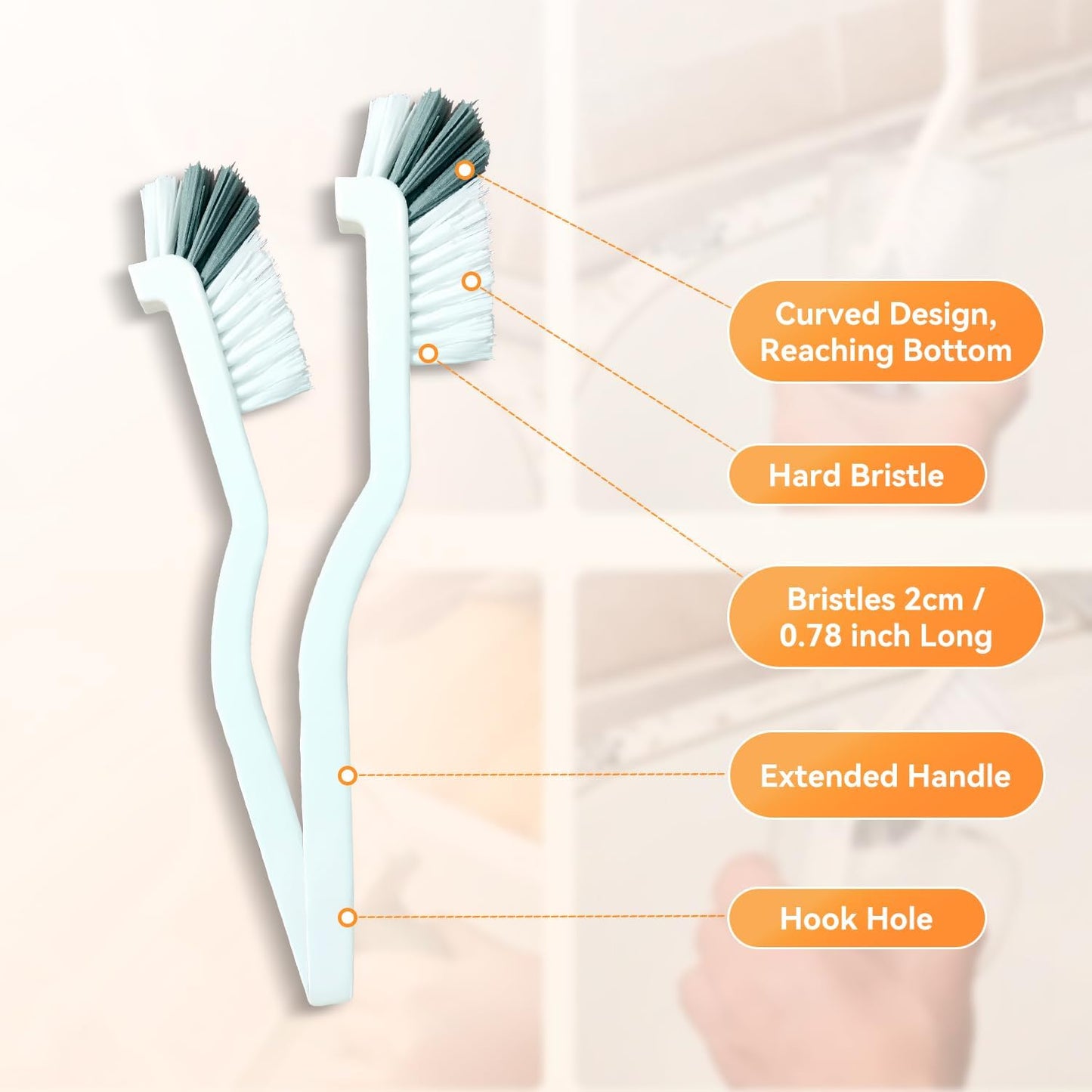 Shanghigh Crevice Cleaning Brushes - 8PCS Scrub Brush Toliet Cleaner, Grout Brush Set Clean Tools for Groove Corner, Home Essentials, Hard Bristle Cleaning Supplies for Kitchen, Bathroom and Toilet