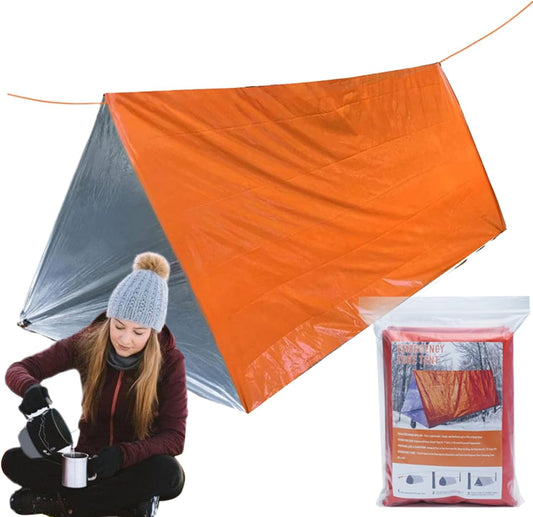 kisronda Survival Tent,2-Person Outdoor Camping Tent | Lightweight Windproof Waterproof Lifesaving Gear, Tarp Sleeping Bag Thermal Sack Blanket for Hiking