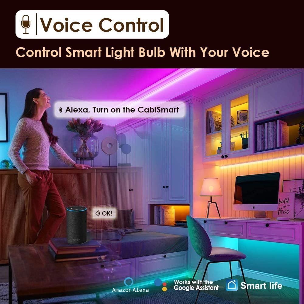 LED Smart Under Cabinet Ligts RGB Multi Color Compatible with Alexa, Google Home Voice Controlled Under Counter Strip Light App Control (6 Lights Bar Kit)
