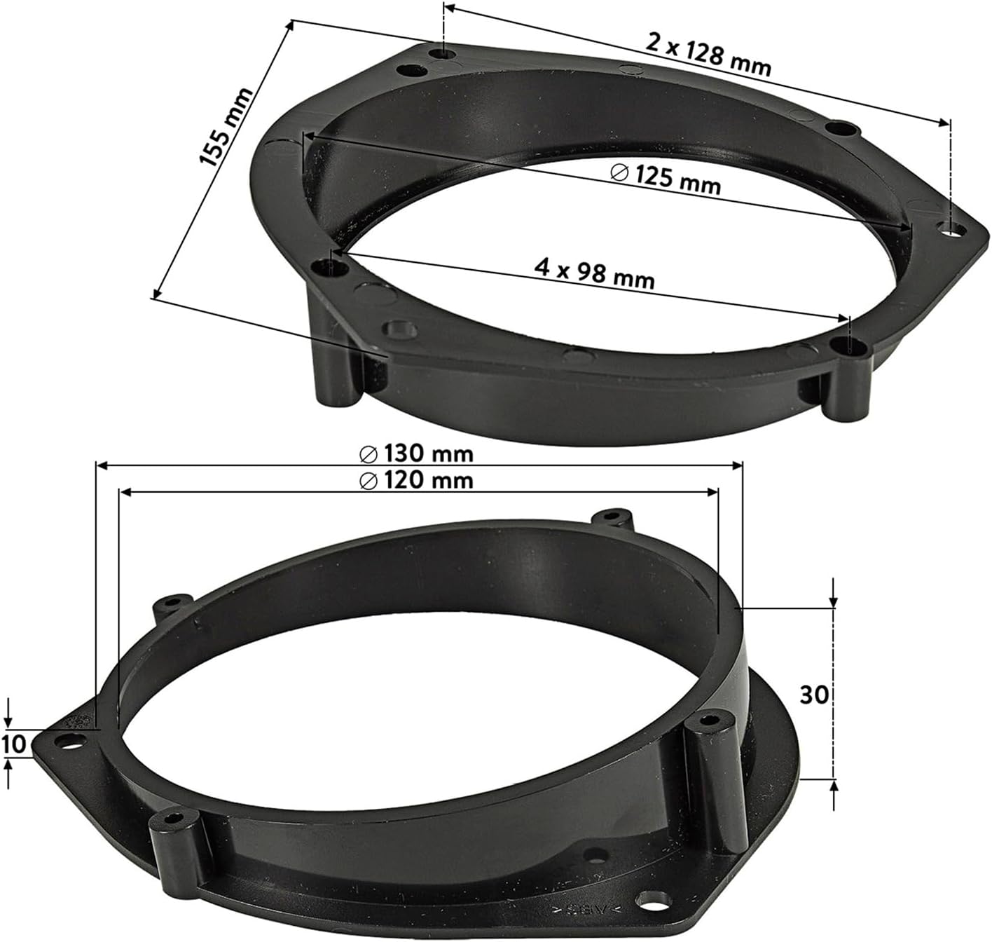 tomzz Audio 2839-000 Speaker Adapter Ring for Opel Astra G, Omega B, Vectra B, Zafira, Rear Door for 130 mm DIN Speaker