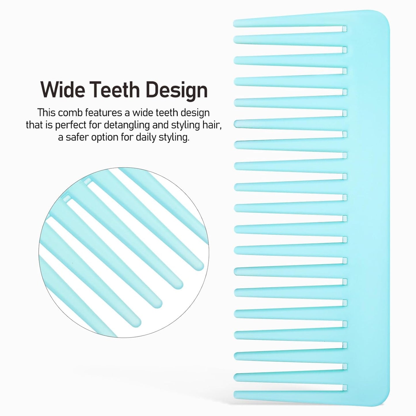 5pcs Wide Tooth Comb for Curly and Wet Hair Combs in Lavender Transparent Blue Pink Rose Red Versatile Hair Care Tool